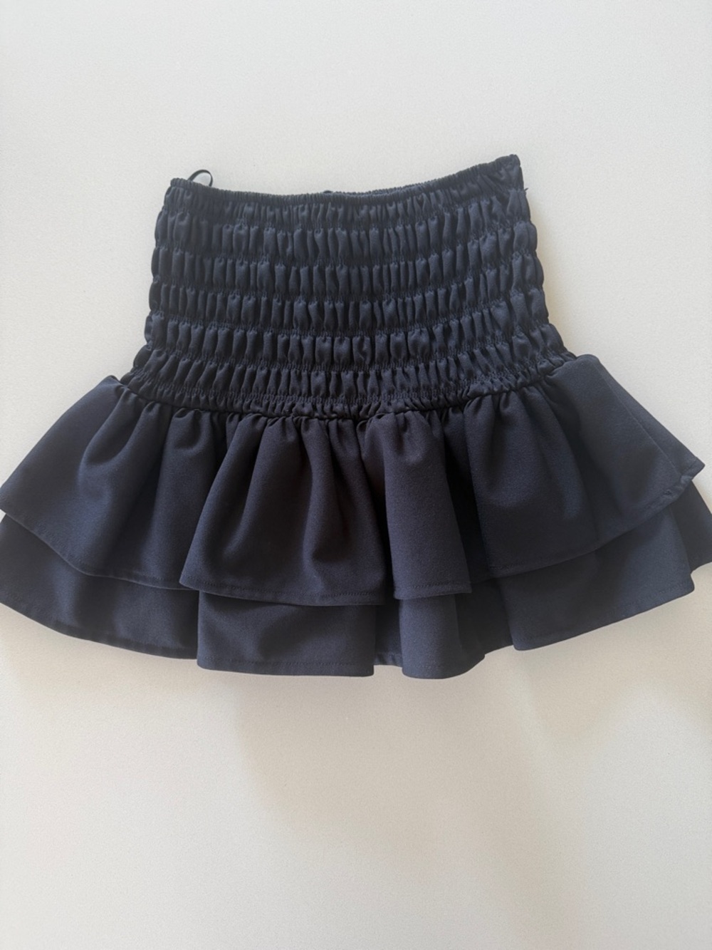 Zara Black Smocked Ruffle Mini Skirt